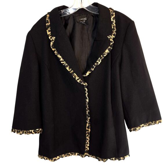 T. Malano 20W Women's Blazer Black Snaps Suit Coat Plus Size 2X 2XL 2XXL Jacket - Picture 1 of 5